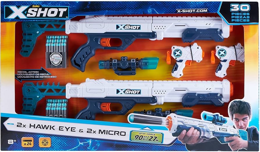 Amazon.com: Zuru X-Shot Combo Two Hawk Eye and Two Micro : Toys