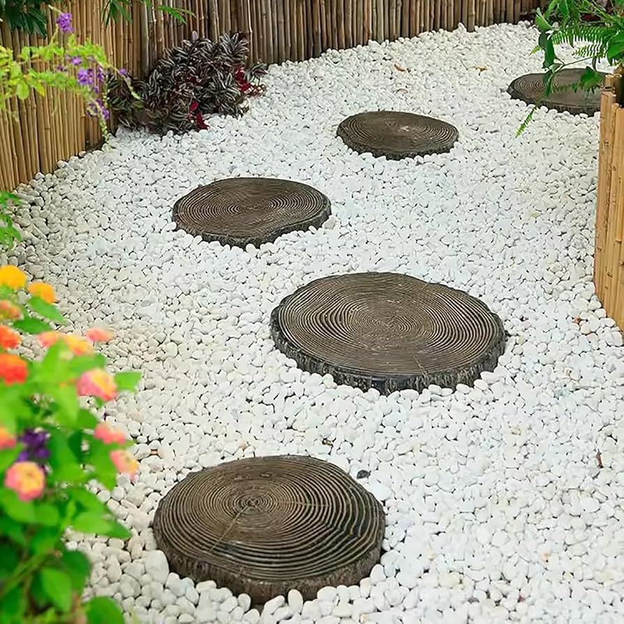 Amazon.co.jp: 踏み石 丸太効果ステップ樹脂石 1/2 / 3/4 / 5個 庭の