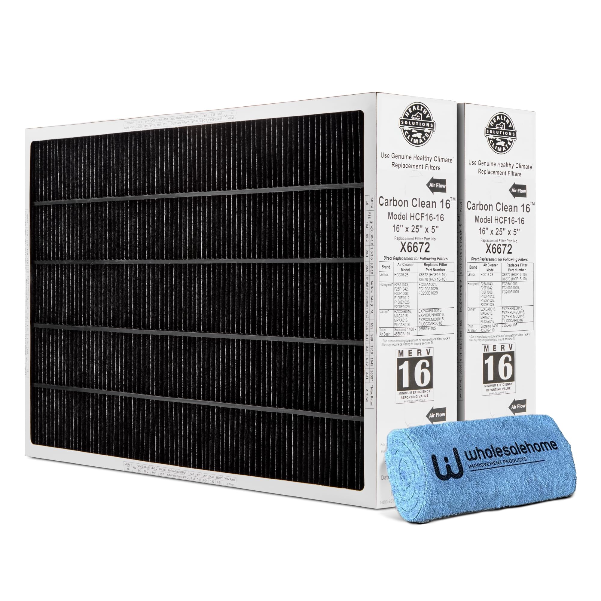 Lennox X6672 Healthy Climate 16x25x5 Furnace Filter, Merv 16