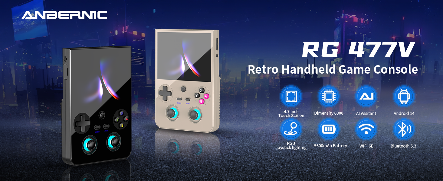 Amazon.com: Anbernic RG477V Retro Handheld Game Console , 4.7 Inch