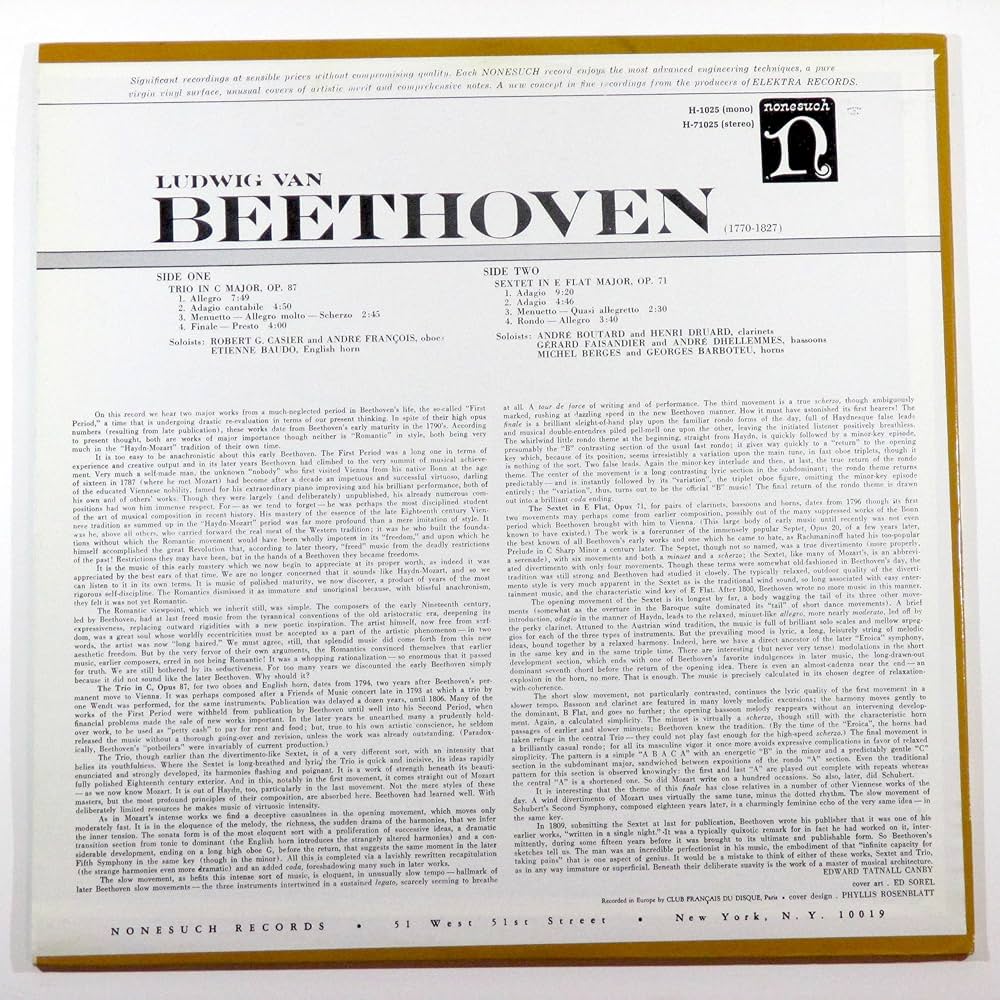 Various - Ludwig Van Beethoven: Trio in C Major, Op. 87 / Sextet