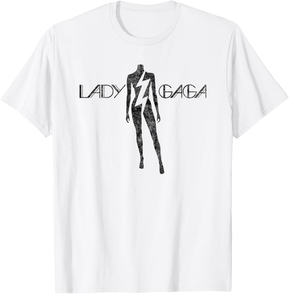 Amazon | 公式 Lady Gaga ライトニングブラックロゴ Tシャツ | Tシャツ