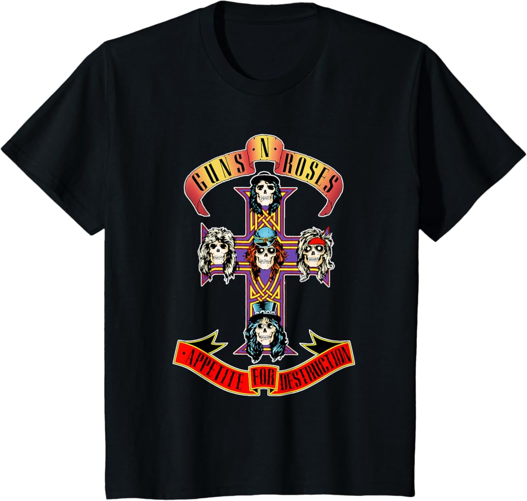 Amazon.com: Kids Youth Guns N' Roses Official Cross T-Shirt