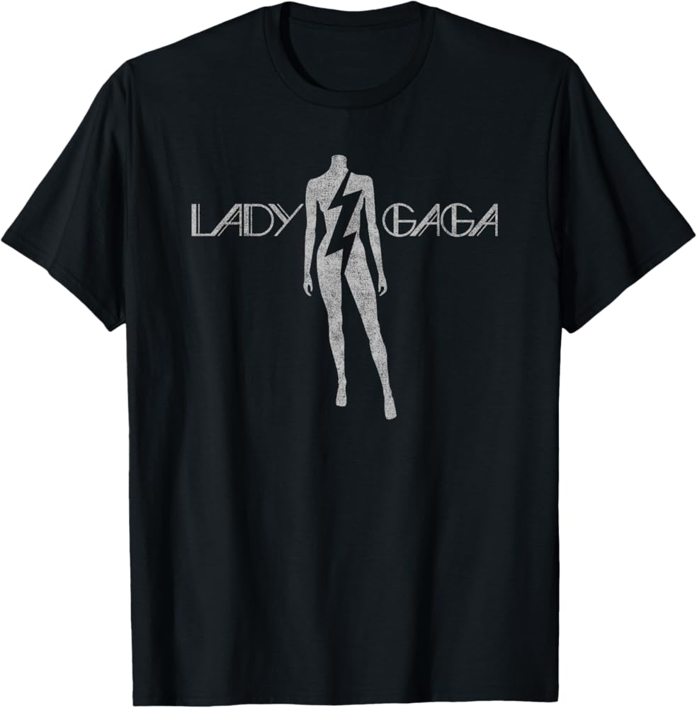 Amazon | 公式 Lady Gaga ライトニングホワイトロゴ Tシャツ | Tシャツ