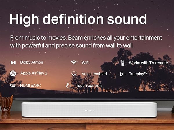Amazon.com: Sonos Beam Gen 2 - Black - Soundbar with Dolby Atmos