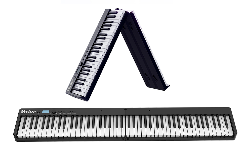 Amazon | Veetop 電子ピアノ 88鍵盤 【折り畳み式】 充電型 生ピアノと