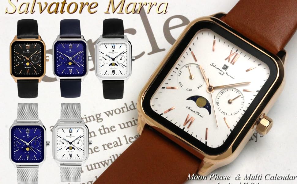 Amazon.co.jp: [サルバトーレマーラ] 腕時計 ムーンフェイズ スクエア