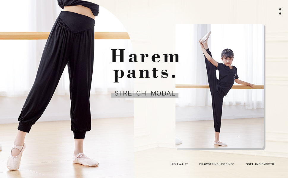 Amazon.com: DanceDaily Girls Modal Harem Pants Black Breathable