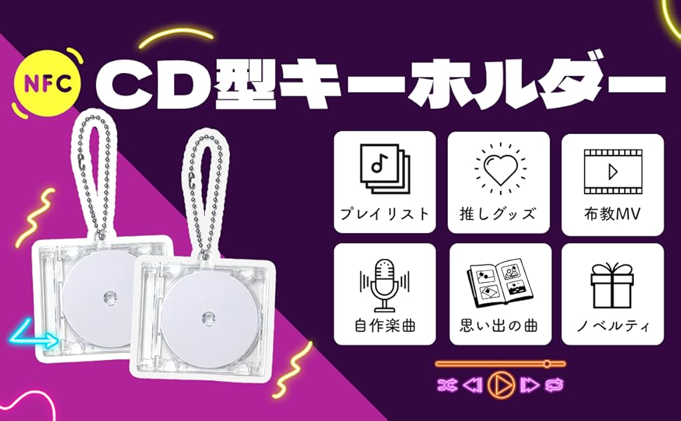 Amazon.co.jp: [eREC] NFC CD型キーホルダー《透明ケース付き》 2個・5
