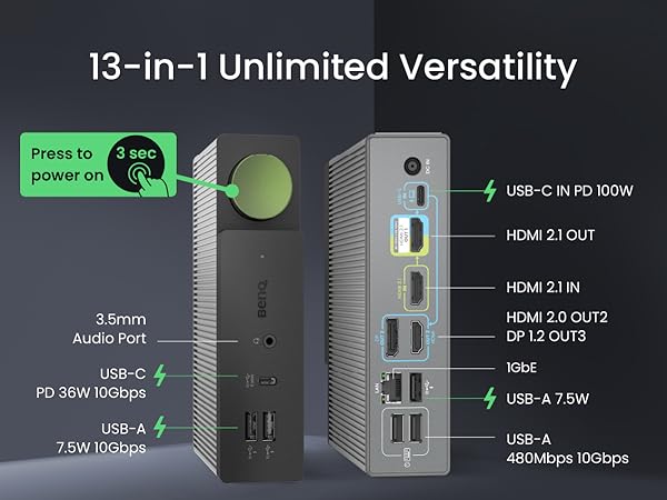 Amazon.com: BenQ beCreatus 13-in-1 USB C Hybrid Dock | Gaming Dock