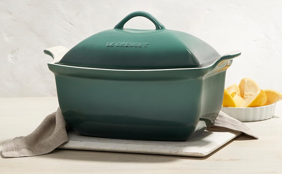 Le Creuset Heritage Stoneware Deep Baker with Lid, 4.5qt., Sea