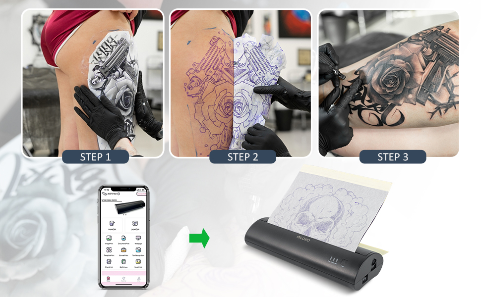 Amazon.co.jp: VLOXOタトゥー下絵転写用 持ち運びポータブル コピー