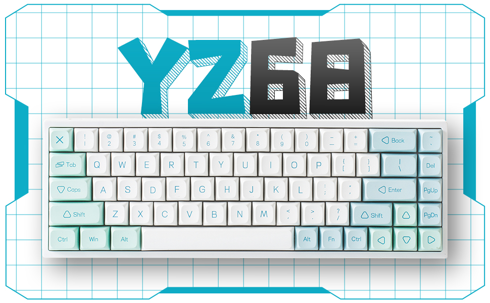 Amazon | YUNZII YZ68 ミント 無線 ホットスワップ可能なメカニカル