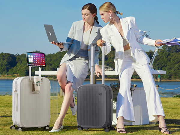 Amazon.com | mixi Checked Luggage with Cup Phone Holder Hard Shell