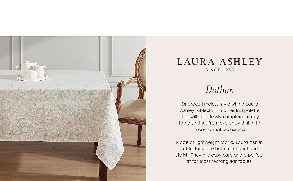 Amazon.com: Laura Ashley Dothan Luxury Linen Blend Tablecloth for