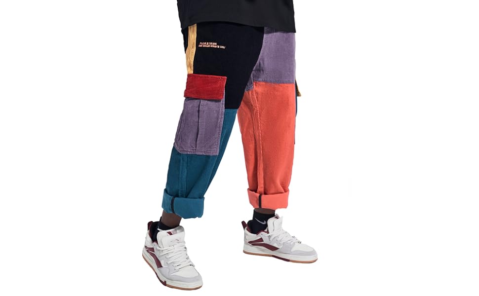 MFCT Streetwear Patchwork Cargo 90s Pants for Men (as1, Alpha, s