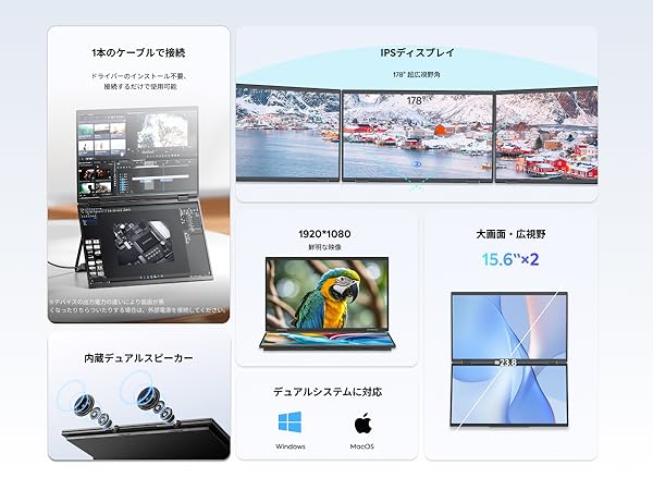 Amazon.co.jp: MINISFORUM MDSA156 折り畳み式デュアルモバイル