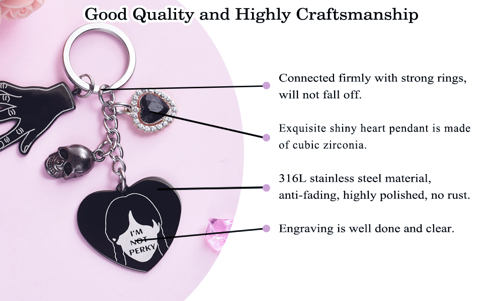 Melix Home Gothic Keychain Gifts for BFF Daughter Teen Girls Heart