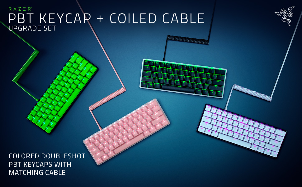 Amazon.co.jp: Razer PBT Keycap + Coiled Cable Upgrade Set (Quartz