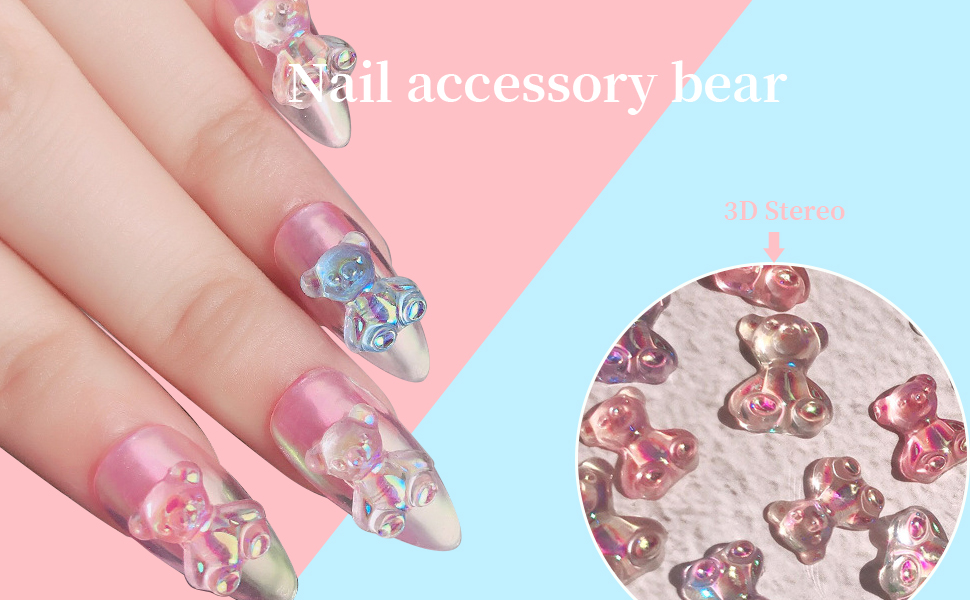 Amazon | ネイルパーツ クマ 48個セット 透明 オーロラ くま