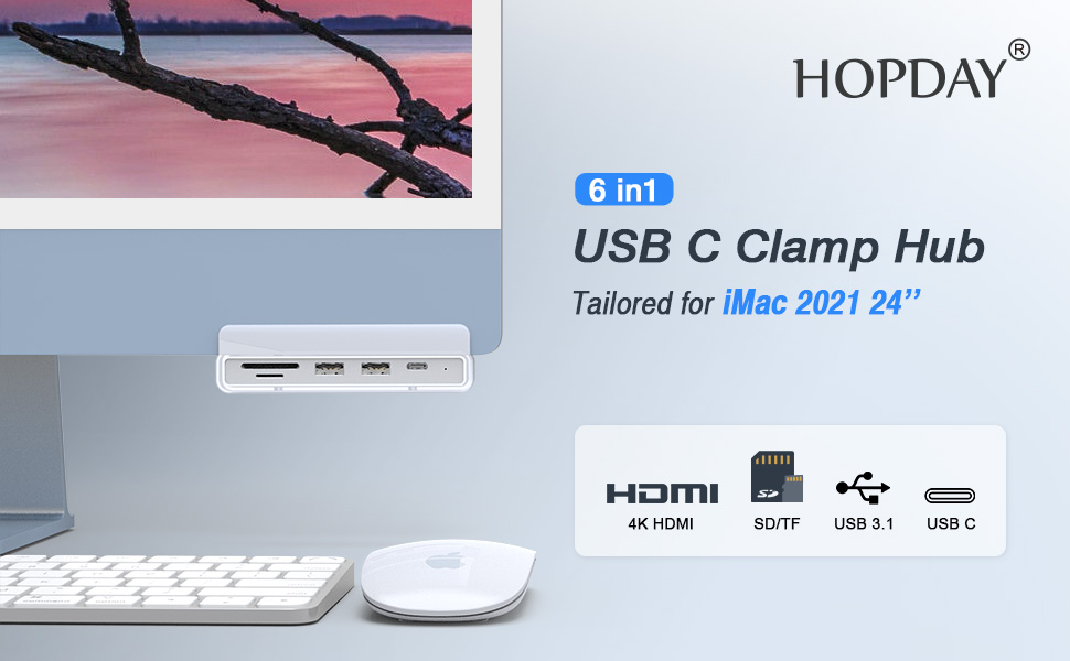 Amazon | HOPDAY USB C ハブ-IMAC 24インチ2021用 4K HDMI 6イン1 IMAC