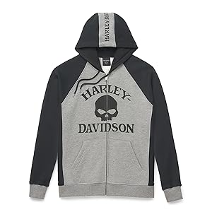 Harley-Davidson Men's Willie G Skull Colorblock Zip-Up Hoodie