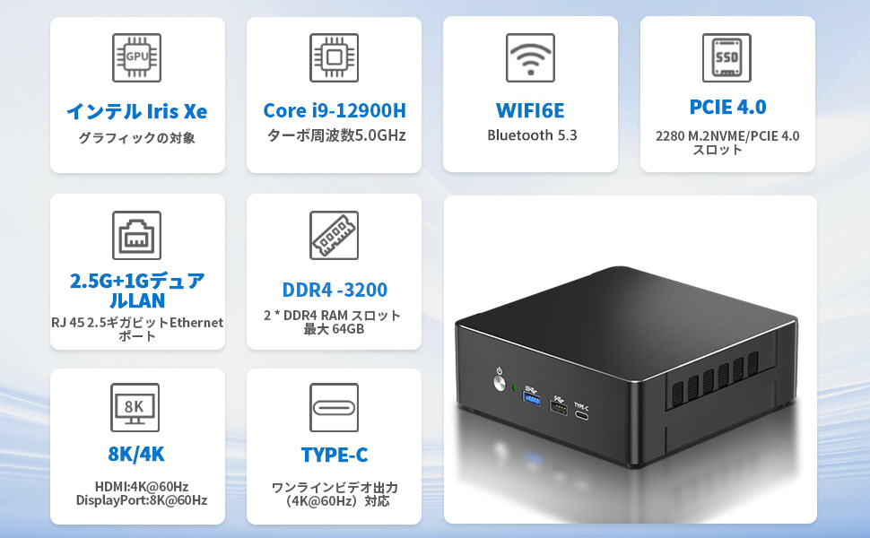 ミニPC 第12世代インテル Core i9-12900H 14コア 20スレッ Amazon.co