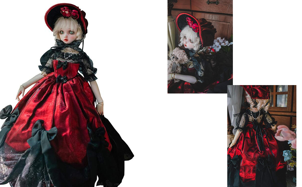 Amazon.co.jp: 1/3 1/4 1/6ドール用Bjd 復古風 貴族風 赤ずきんドレス