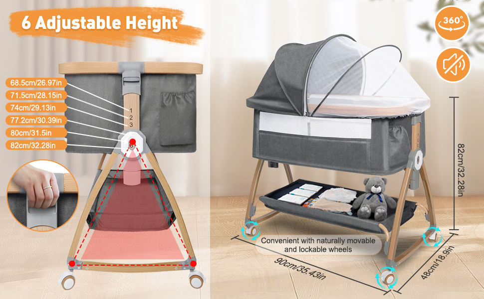 Amazon.co.jp: 最新 ベビーベッド 添い寝ベッド 折畳み 高さ6段調節