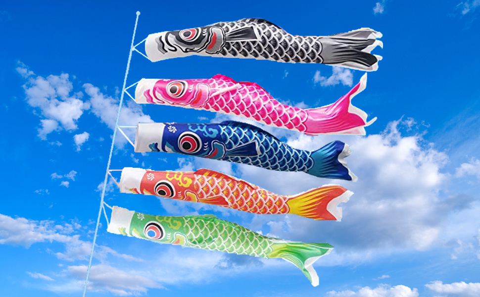 Amazon | こいのぼり 5色セット 専用ポール1.6m付き 0.7m 鯉 のぼり