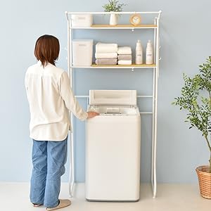 Amazon｜ekans(エカンズ) 棚付きランドリーラック 棚2段 (ホワイト