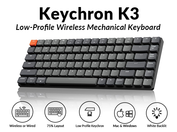 Amazon.com: Keychron K3 Version 2, 84 Keys Ultra-Slim Wireless