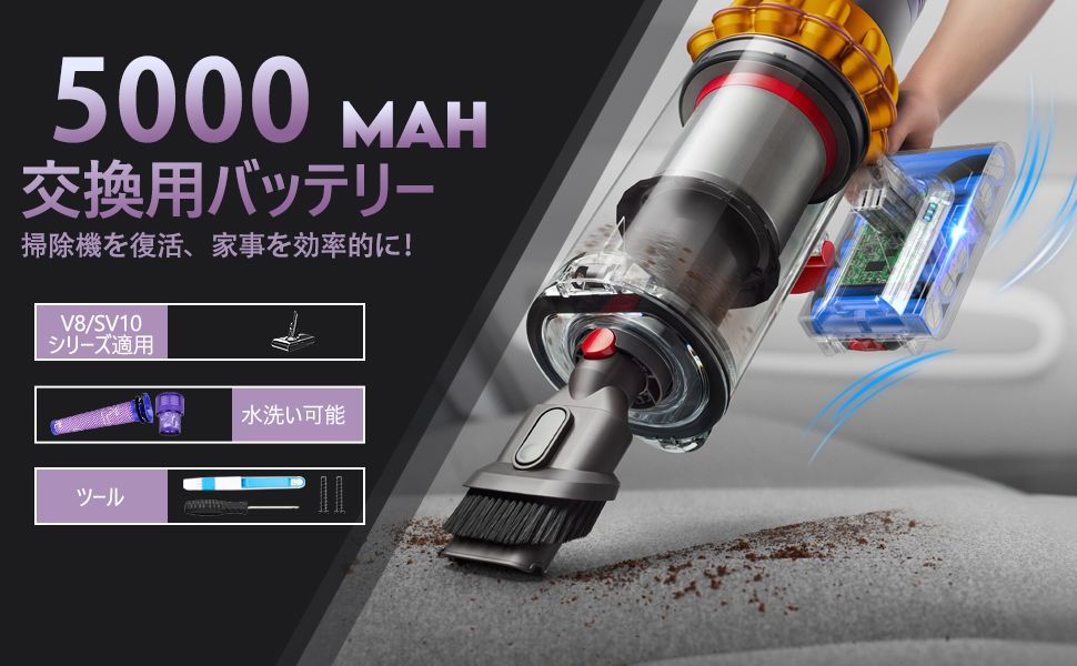 Amazon.co.jp: FLYLINKTECH ダイソン V8 バッテリー SV10 交換用 21.6V