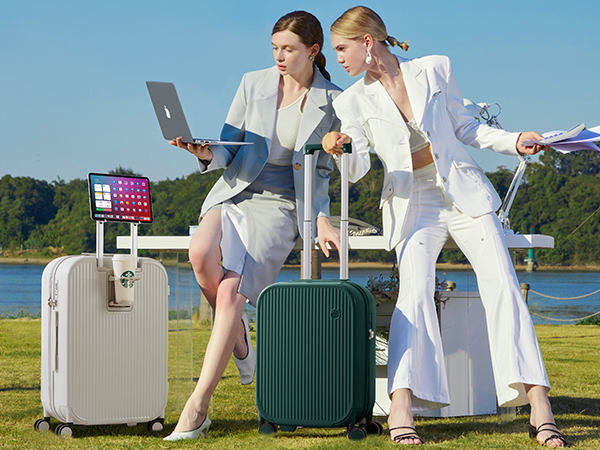 Amazon.com | mixi Checked Luggage with Cup Phone Holder Hard Shell