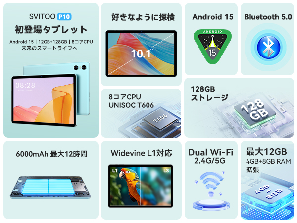 Amazon.co.jp: 【新登場 Android 15 タブレットセット】タブレット 10