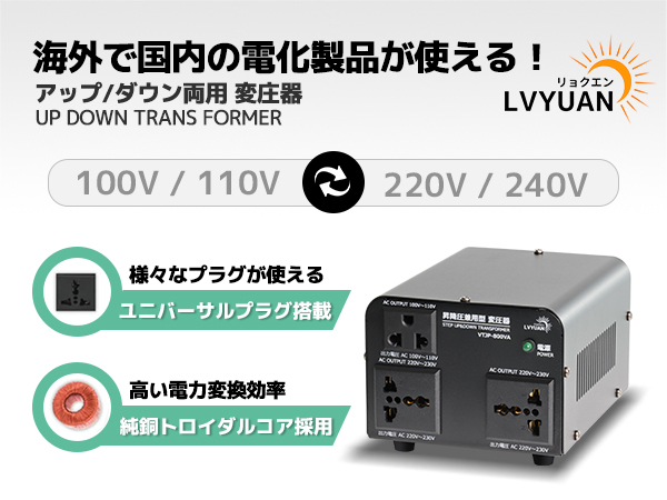 Amazon.co.jp: LVYUAN（リョクエン） 1000W 海外国内両用型変圧器