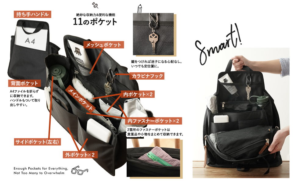 Amazon.co.jp: ピカキュウ バッグインバッグ リュック 自立 【独自の