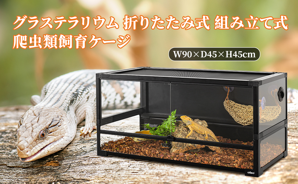 Amazon | 182L 爬虫類 飼育ケージ 折りたたみ式 グラステラリウム W90