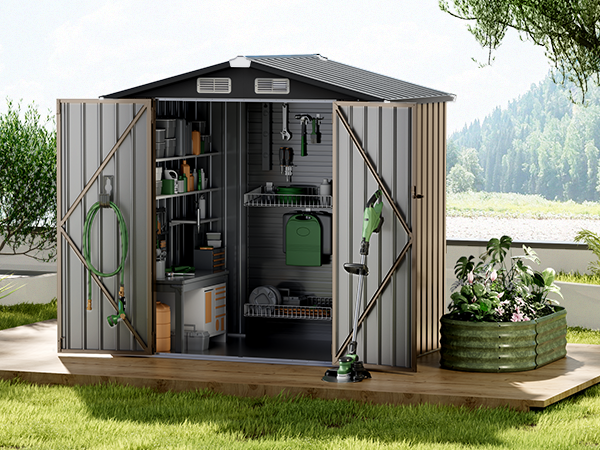 Amazon.com : GVDV 8x6 FT Outdoor Metal Storage Shed, 7.3x5.3 FT
