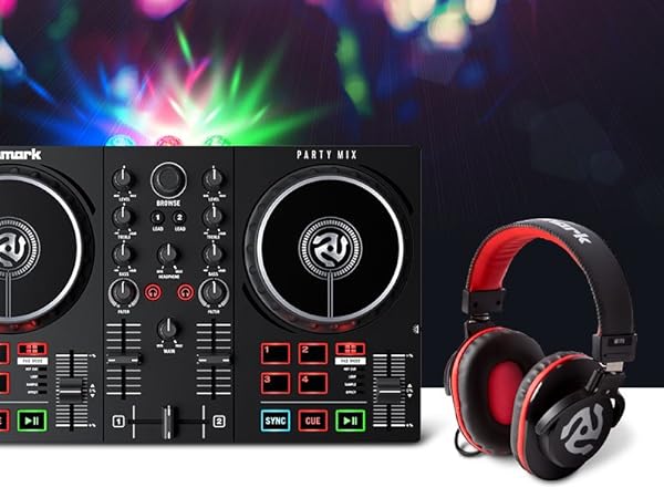 Amazon.com: DJ Controller Bundle - USB DJ Set with Party Lights, 2