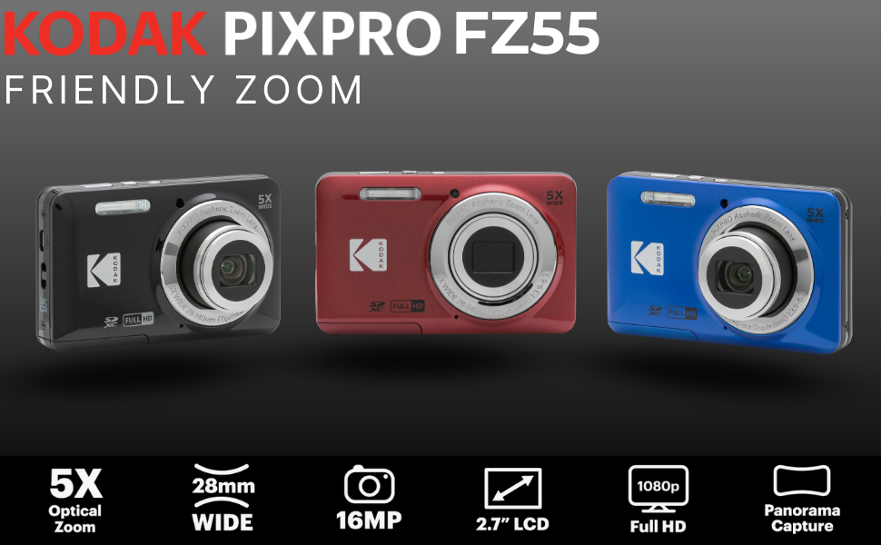 Amazon.com : Kodak PIXPRO FZ55-BL 16MP Digital Camera 5X Optical