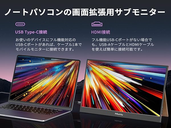 Amazon.co.jp: Miuniu モバイルモニター 15.6インチ 1920x1080 16:9