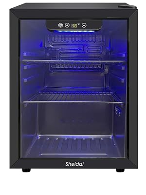 Amazon | Shelddi 小型冷蔵庫 48L コンプレッサー式 透明ガラスドア