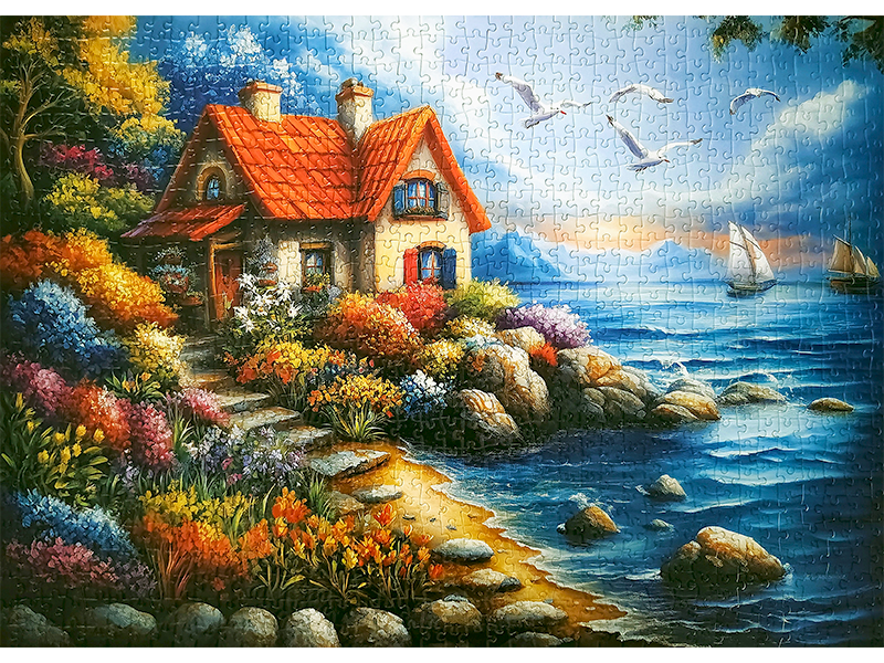 Amazon | MISITU ジグソーパズル 1000ピース パズル 風景 絵画 海 小屋