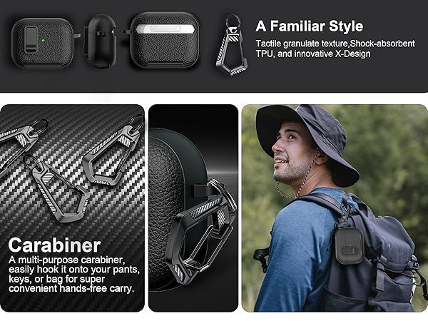 Amazon | RFUNGUANGO AirPods Pro 3ケース レザー、キーチェーン、電話