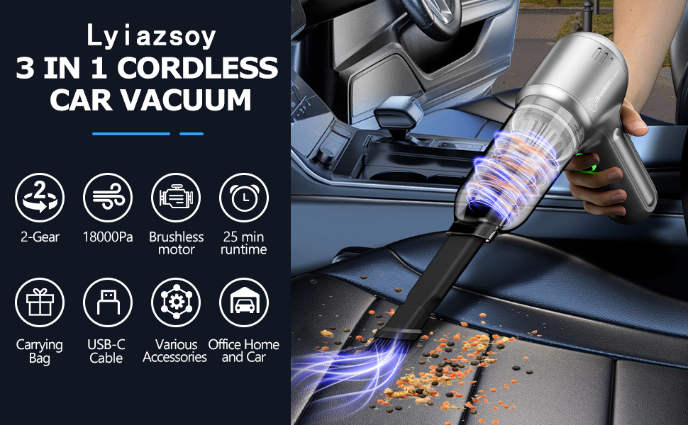 Amazon.co.jp: Lyiazsoy ハンディクリーナー 車用掃除機 18000PA 強力