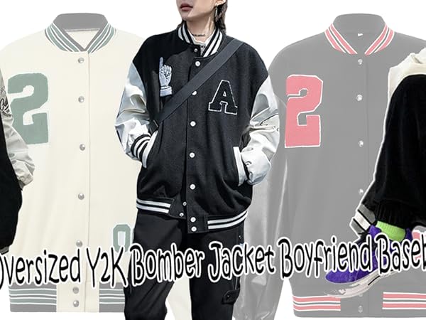 Amazon.com: Mxiqqpltky Womens Oversized Y2K Bomber Jacket Casual