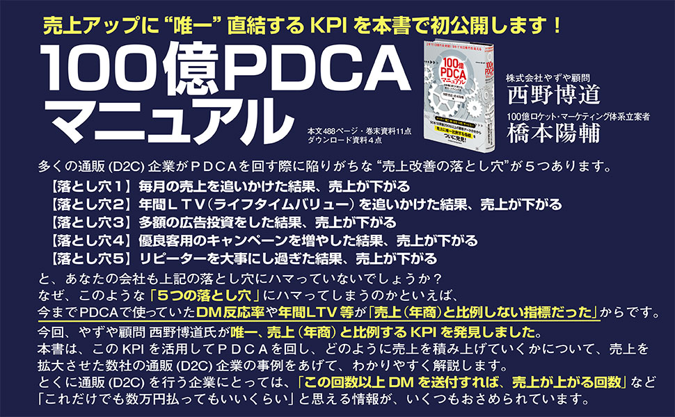 100億PDCAマニュアル』2年で10億円を突破! 5年で100億円を超える