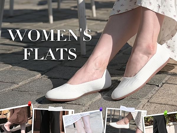 Amazon.com | Puxowe Women's Ballet Flat Shoes Round Toe Knit Dress