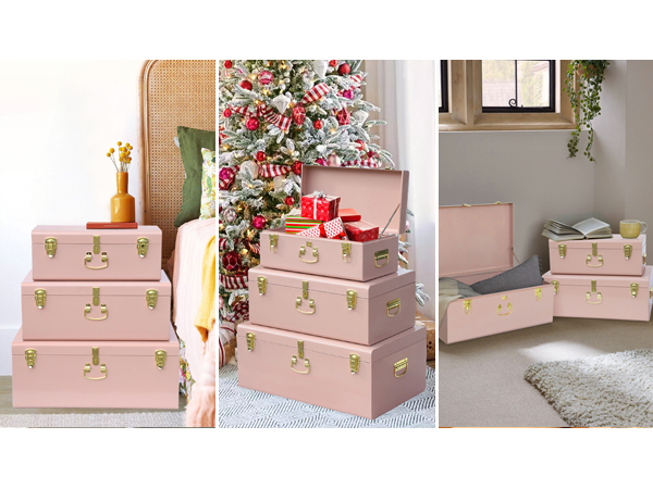 Amazon.com: Vixdonos Decorative Box Set of 3 Metal Trunks Chest